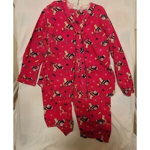 Go Softly Christmas Patio Pajamas Red Womens Lg Holiday Santa Cats Stars & Fish